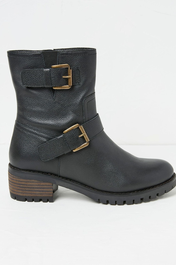 FatFace Liberty Black Biker Boots - Image 1 of 3