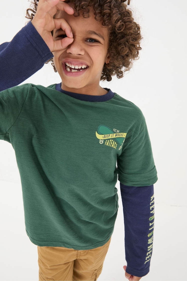 FatFace Green Skate Layered T-Shirt - Image 1 of 5