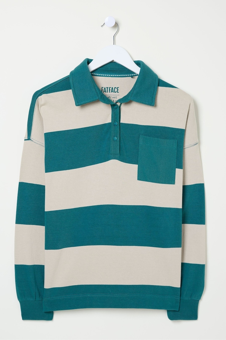 FatFace Ruby Green Stripe Rugby Top - Image 5 of 5