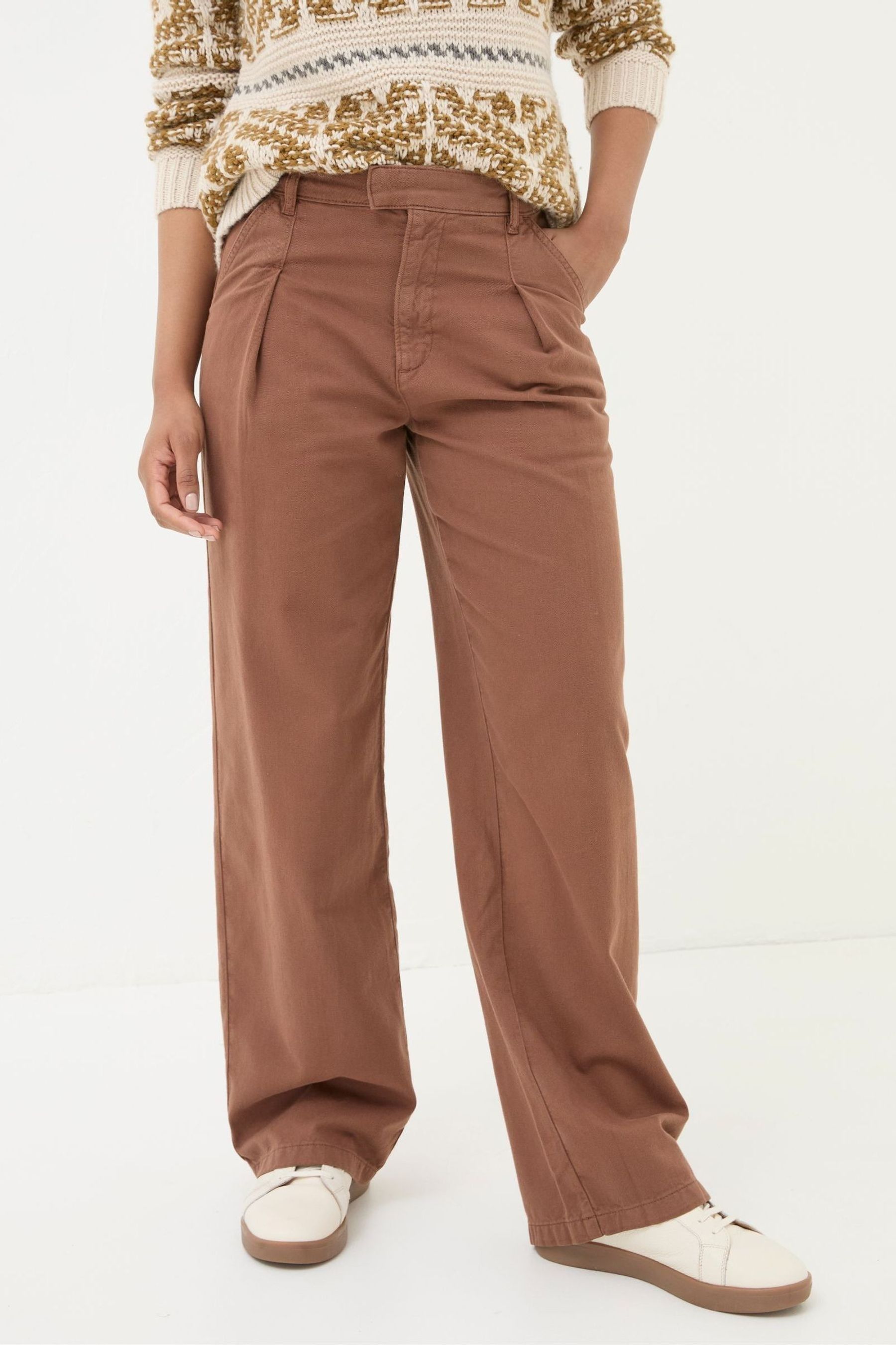 Wide leg twill trousers outlet
