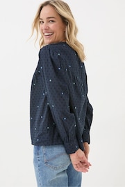 FatFace Mathilde Blue Embroidered Blouse - Image 2 of 6