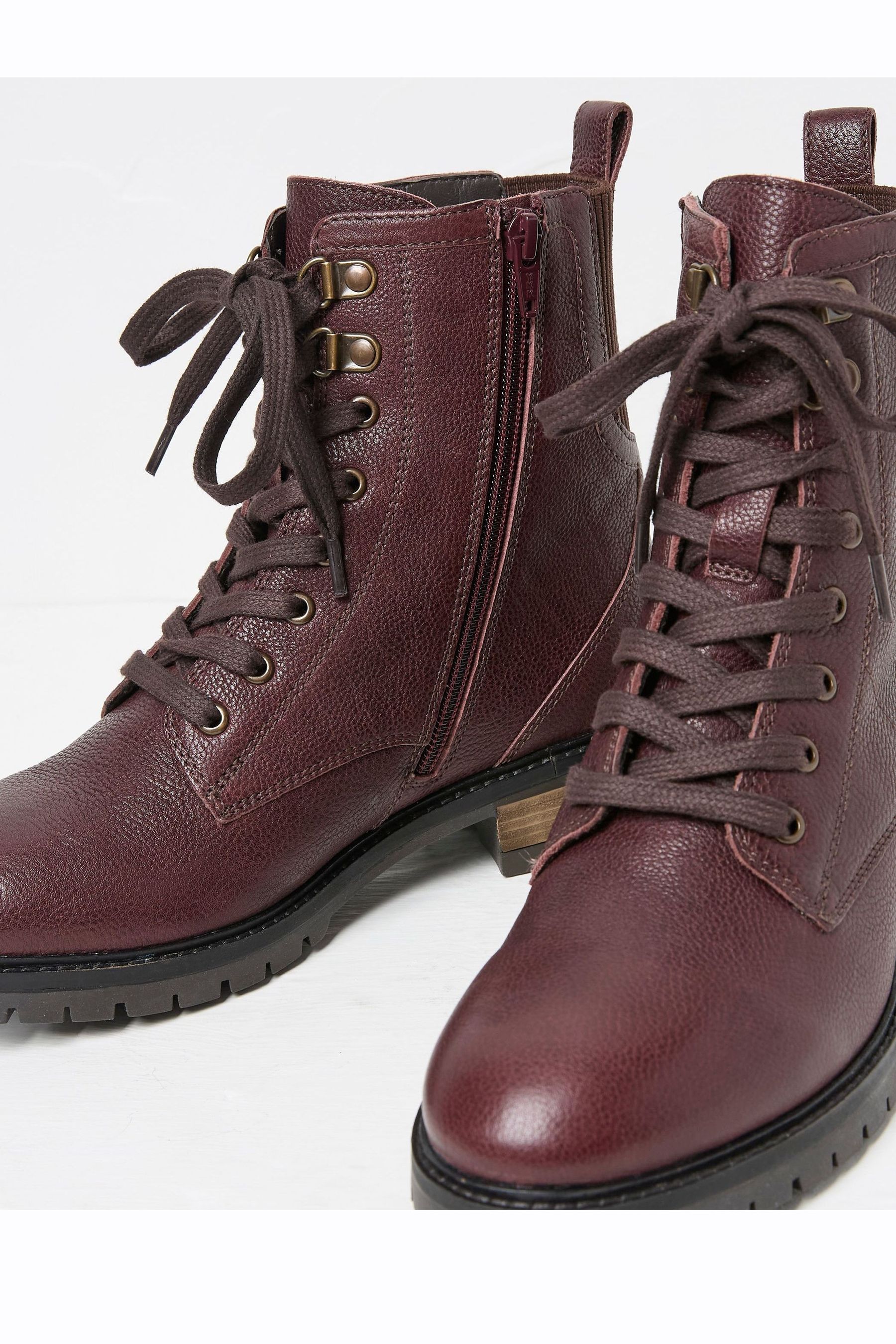 Red lace up booties top