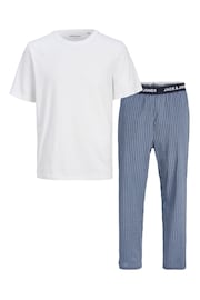 JACK & JONES White Short Sleeve Pyjamas Set - Image 1 of 3