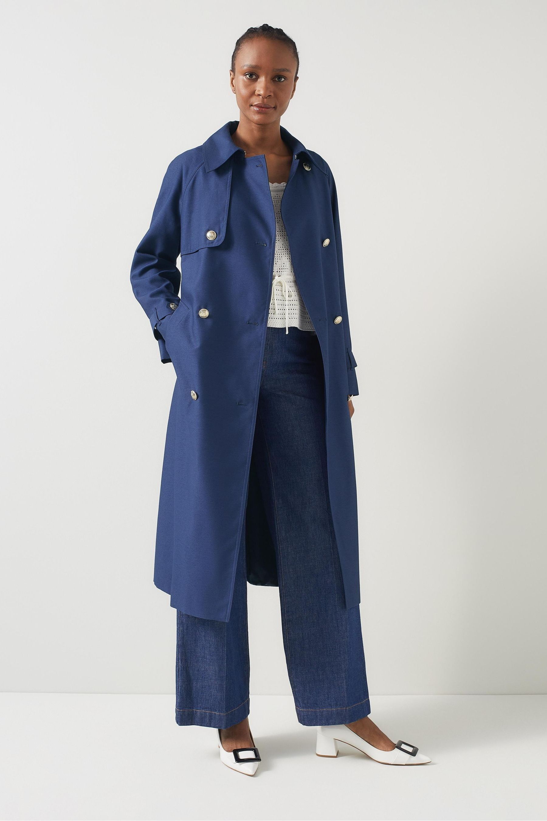 Buy LK Bennett Blue Keaton Double Breasted Trench Coat from Next Luxembourg