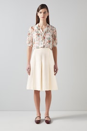 LK Bennett Cream Soft Tailored Shorts with Linen - Image 1 of 3