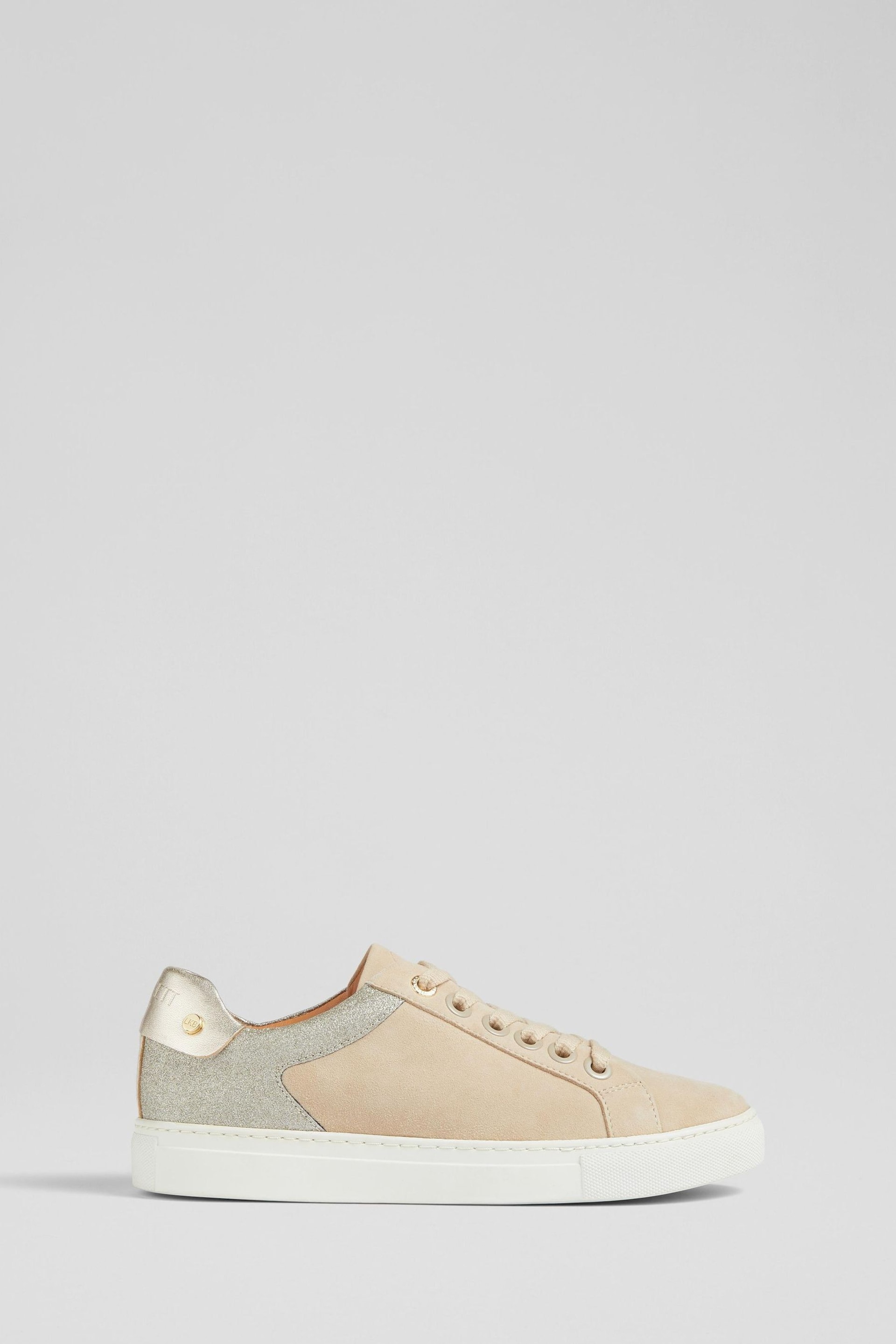 LK Bennett Natural Signature Trench & Gold Classic Stud Trainers - Image 1 of 4