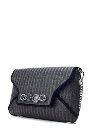 Moda in Pelle Quinn Raffia Black Clutch With Gem Trim - Image 2 of 4