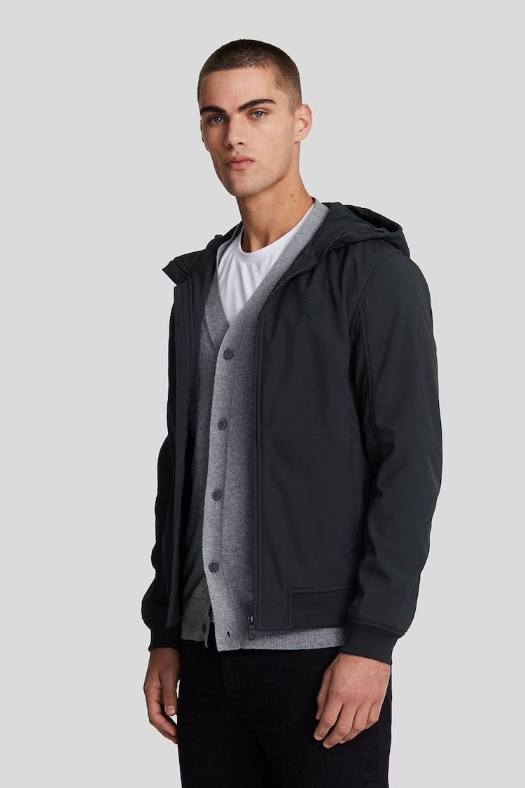 Lyle & Scott Black Tonal Fleece Back Softshell Jacket - Image 1 of 5