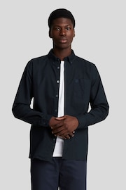 Lyle & Scott Blue Tonal Eagle Plain Oxford Shirt - Image 1 of 5