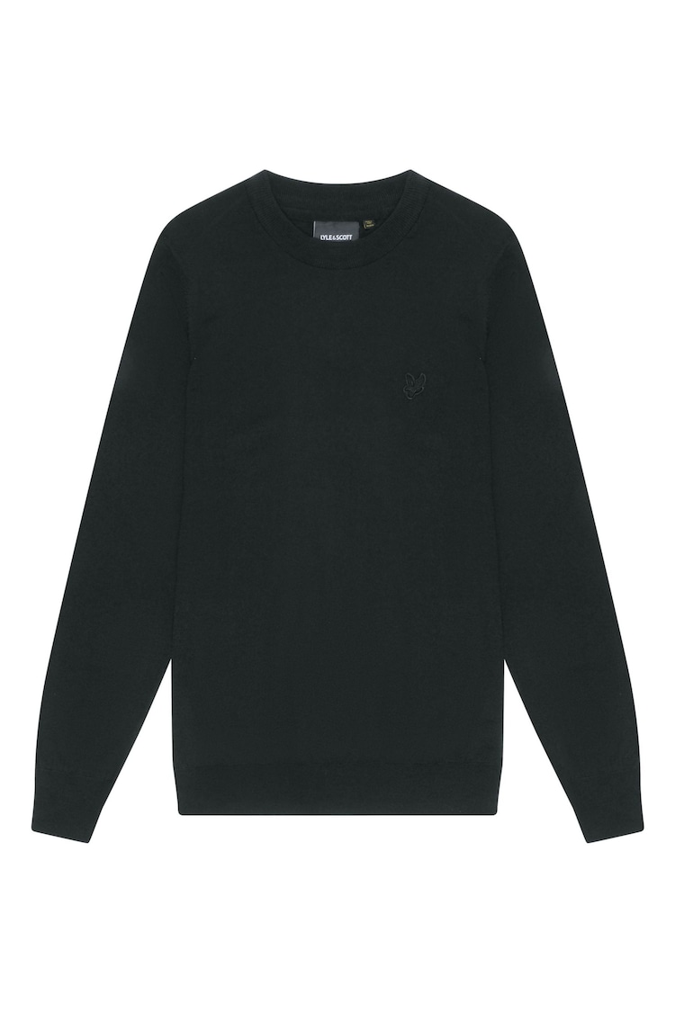 Lyle & Scott Black Tonal Eagle Merino Crew Neck Jumper - Image 5 of 5