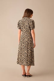 Ro&Zo Animal Print Petite Leopard Print Button Through Shirt Dress - Image 4 of 4