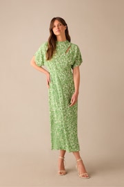 Ro&Zo Ditsy Print Tuck Waist Midi Dress - 圖片 1，共 3