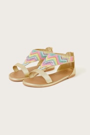 Monsoon Gold Pastel Sequin Rainbow Sandals - Image 1 of 3