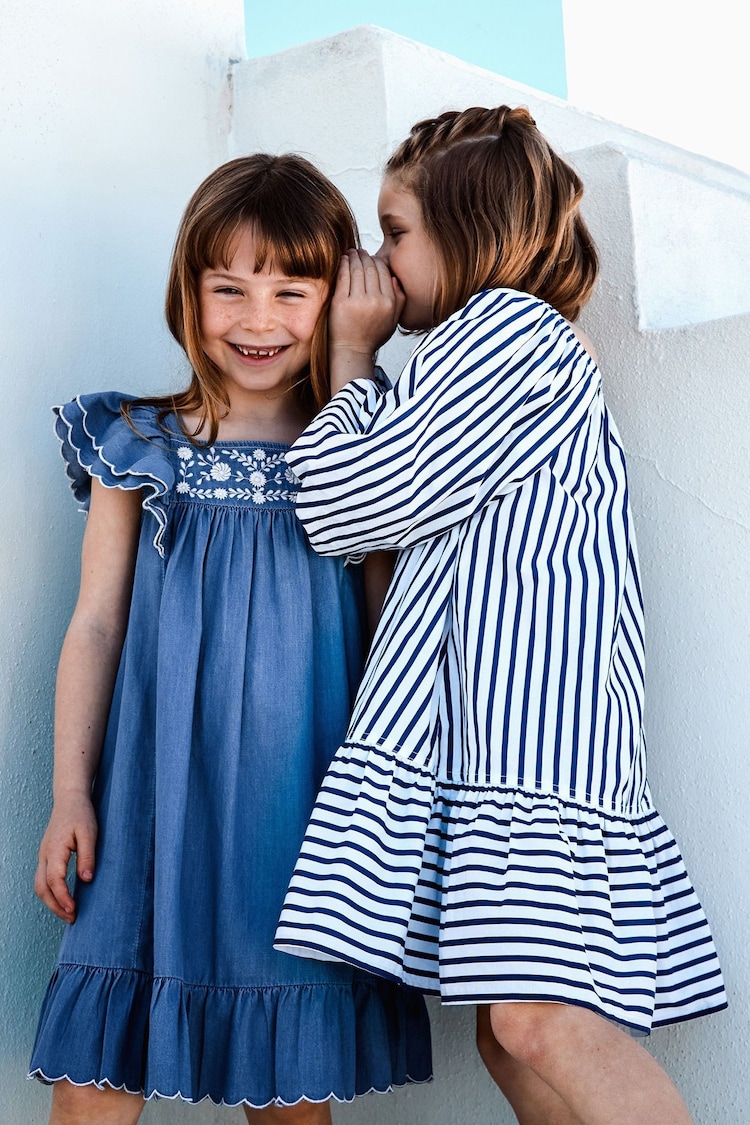 Monsoon Blue Embroidered Chambray Dress - Image 2 of 5