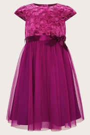 Monsoon Pink Velvet Embroidered Tulle Dress - Image 1 of 3