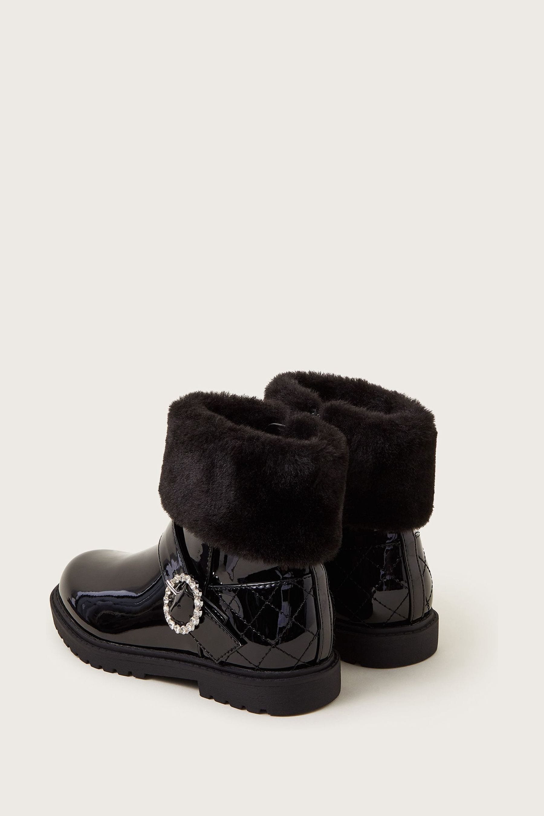 Buy Monsoon Black Patent Faux Fur Cuff Boots from the Next UK online shop