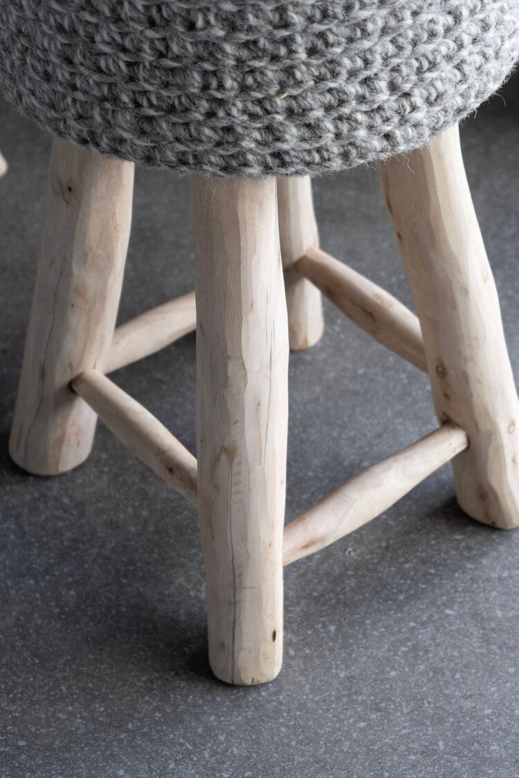 Libra Stone Grey Nomad Knitted Bar Stool - Image 3 of 3