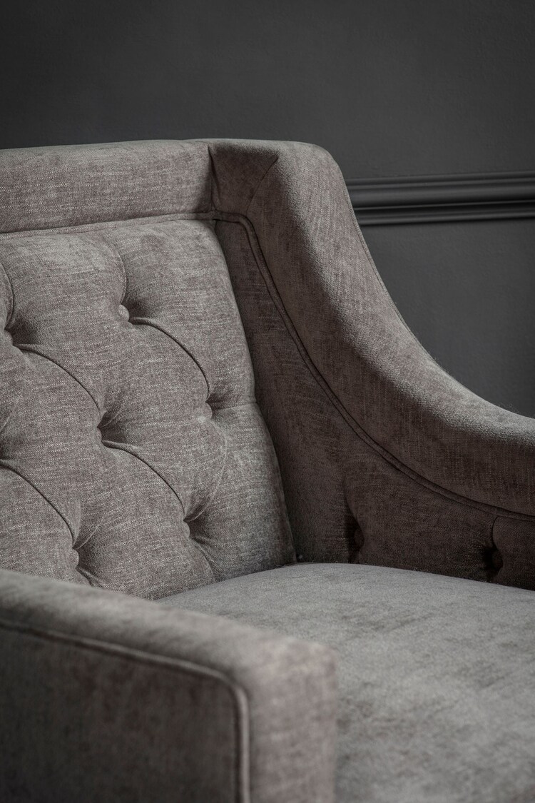 Libra Warm Grey Theodore Buttoned Armchair - Image 2 of 6