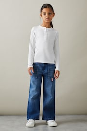 Reiss Ivory Tess Junior Grandad Collar Long-Sleeve Top - Image 1 of 4