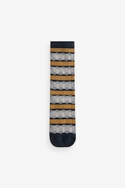 Navy/Ochre Fairisle Pattern Ankle Socks 4 Pack - Image 5 of 7