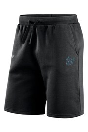 Fanatics MLB Miami Marlins Primary Logo Graphic Fleece Black Shorts - Image 3 of 3