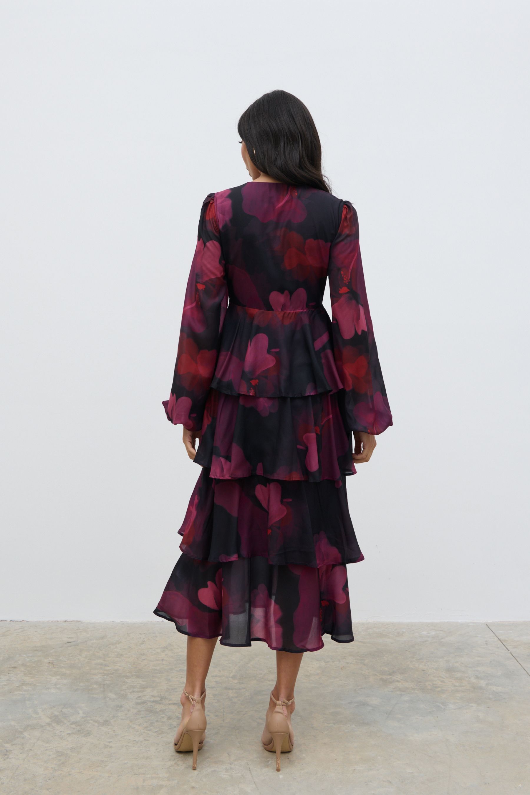 Buy Pretty Lavish Red Ashton Ruffle Midi Dress from the Next UK online shop
