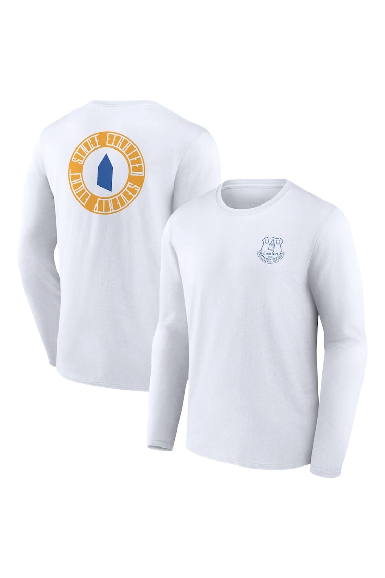 Fanatics Everton Revolve Front and Back Graphic Long Sleeve 100% Cotton White T-Shirt - Image 1 of 3