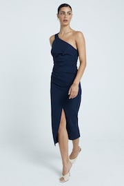 River Island Blue One Shoulder Bodycon Midi Dress - Image 1 of 5