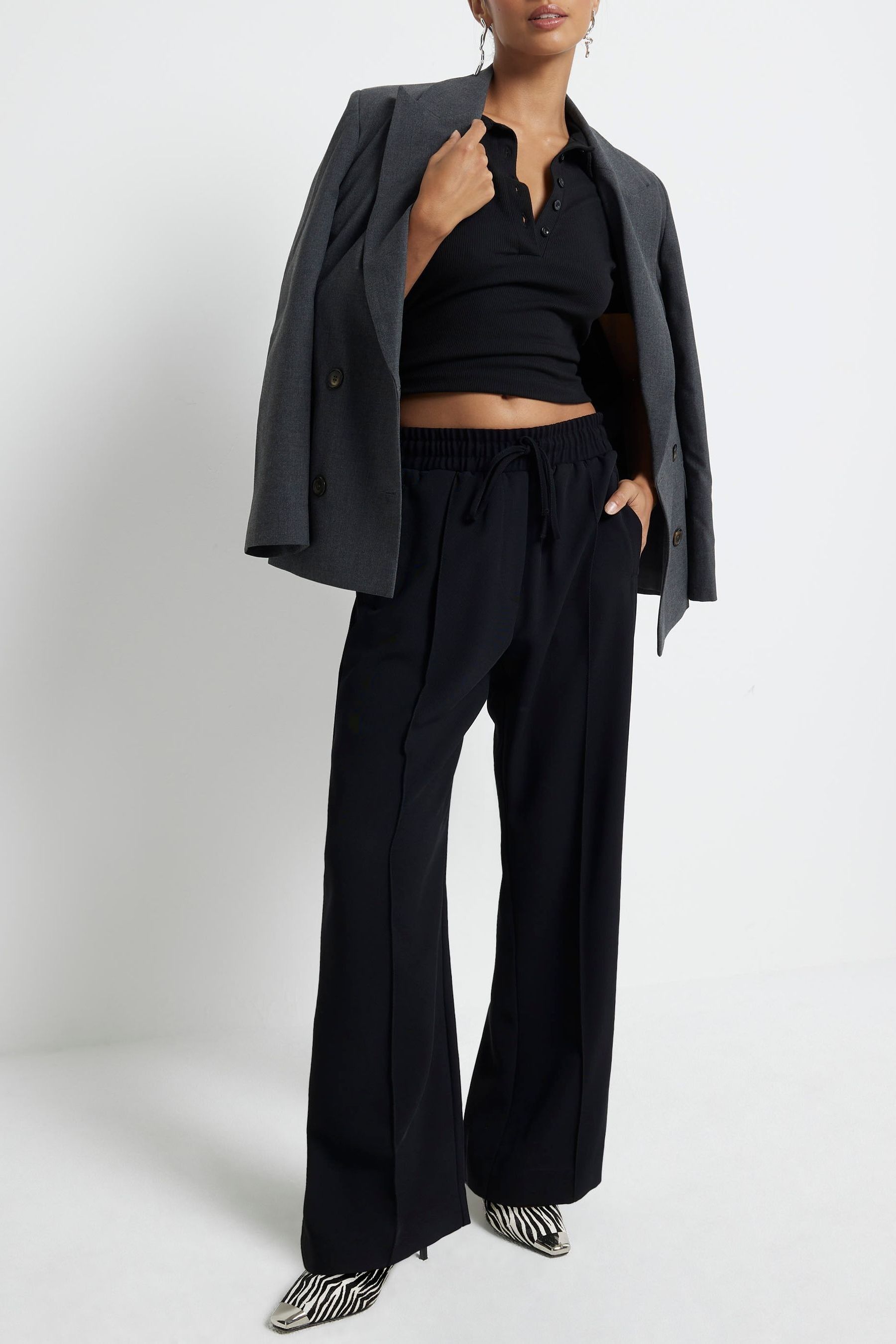 Buy River Island Black Petite Joggers from the Next UK online shop