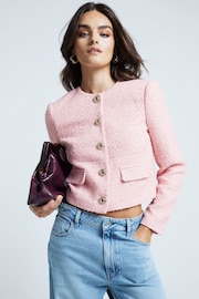 River Island Pink Boucle Trophy Jacket - Image 1 of 7