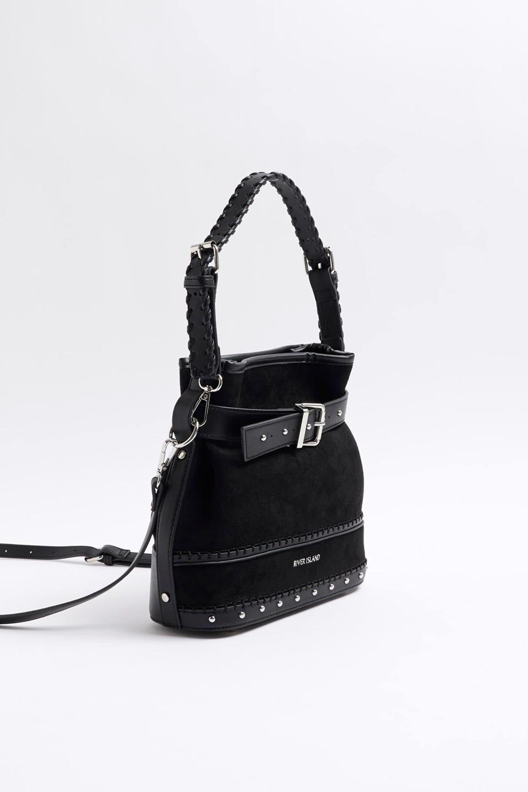 River Island Suedette Buckle Bucket Bag