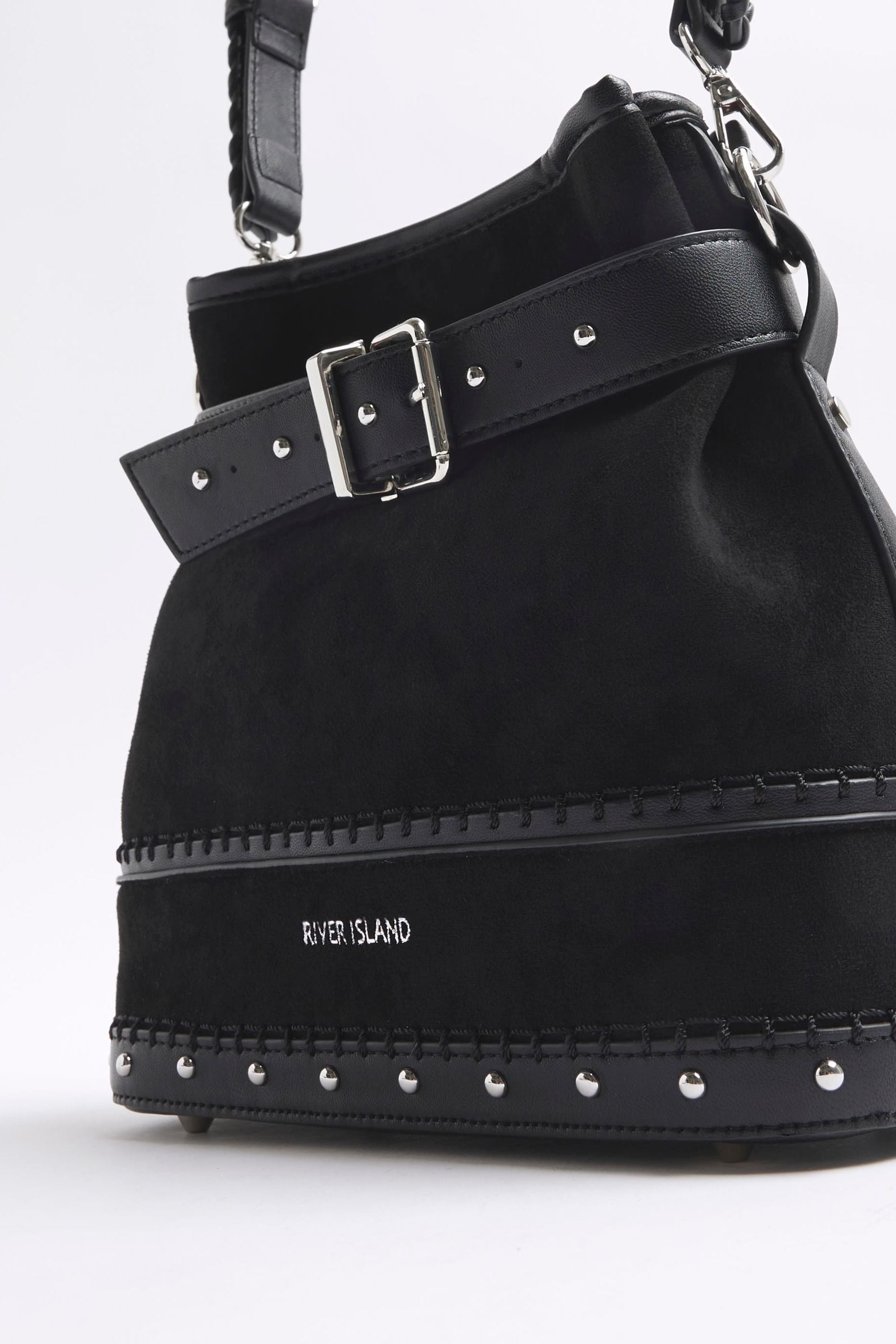 River Island Suedette Buckle Bucket Bag