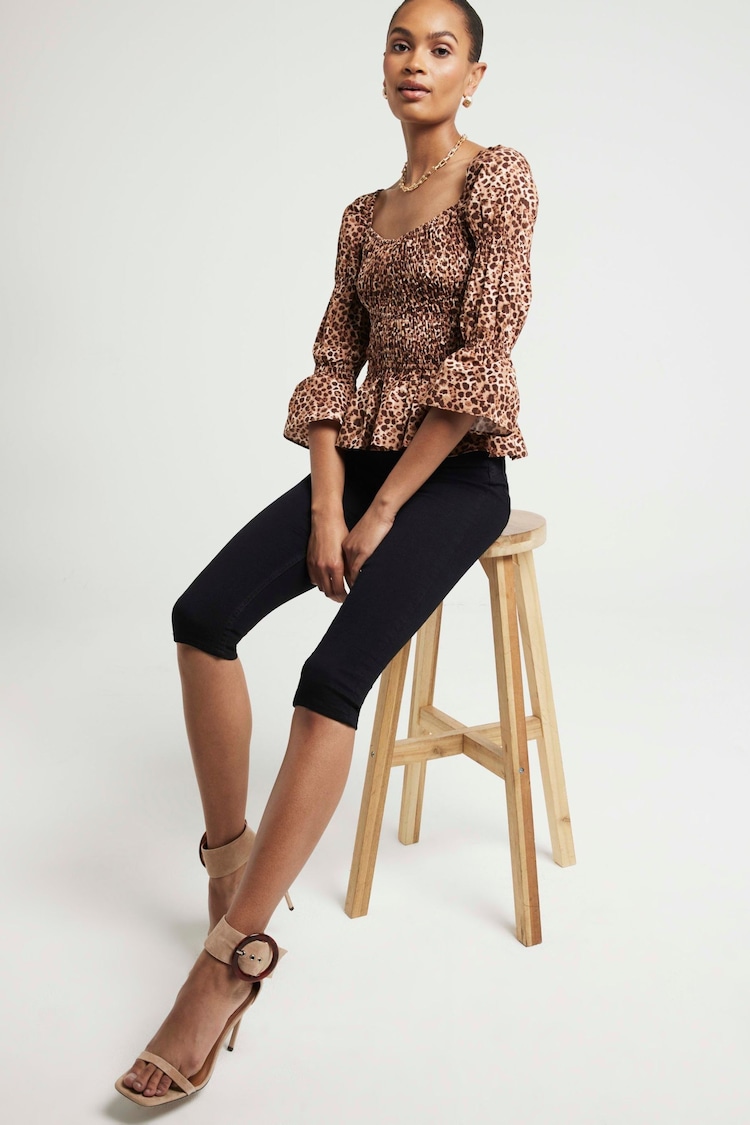 River Island Leopard Print Shirred Top - Image 2 of 4