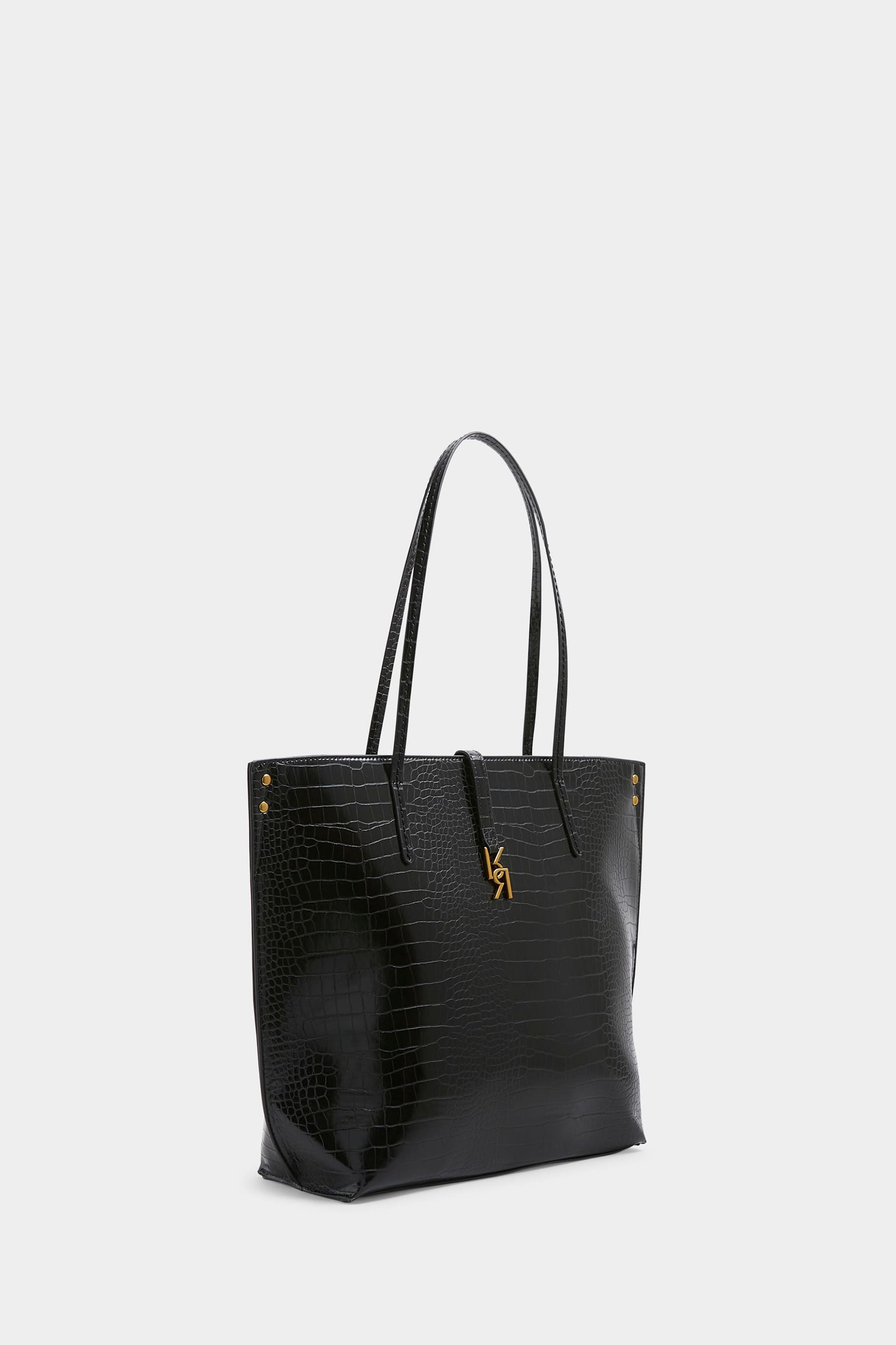 River island black croc embossed bag hotsell