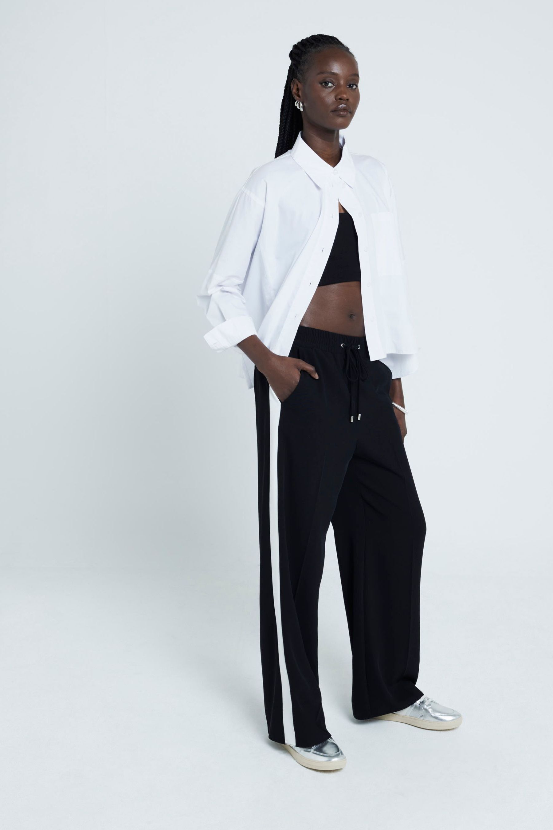 Buy River Island Black Side Stripe Tailored Joggers from the Next UK online shop