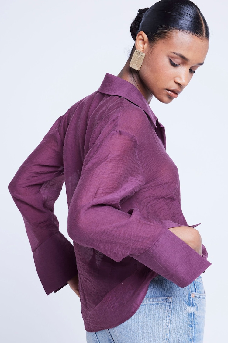 River Island Purple Twist Front Button Up Shirt - Image 2 of 4