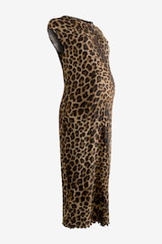 Animal Print Maternity Short Sleeve Textured Column Dress - Image 6 of 8