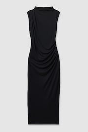 Reiss Charcoal Beaux Modal Blend Ruched Midi Dress - Image 2 of 5