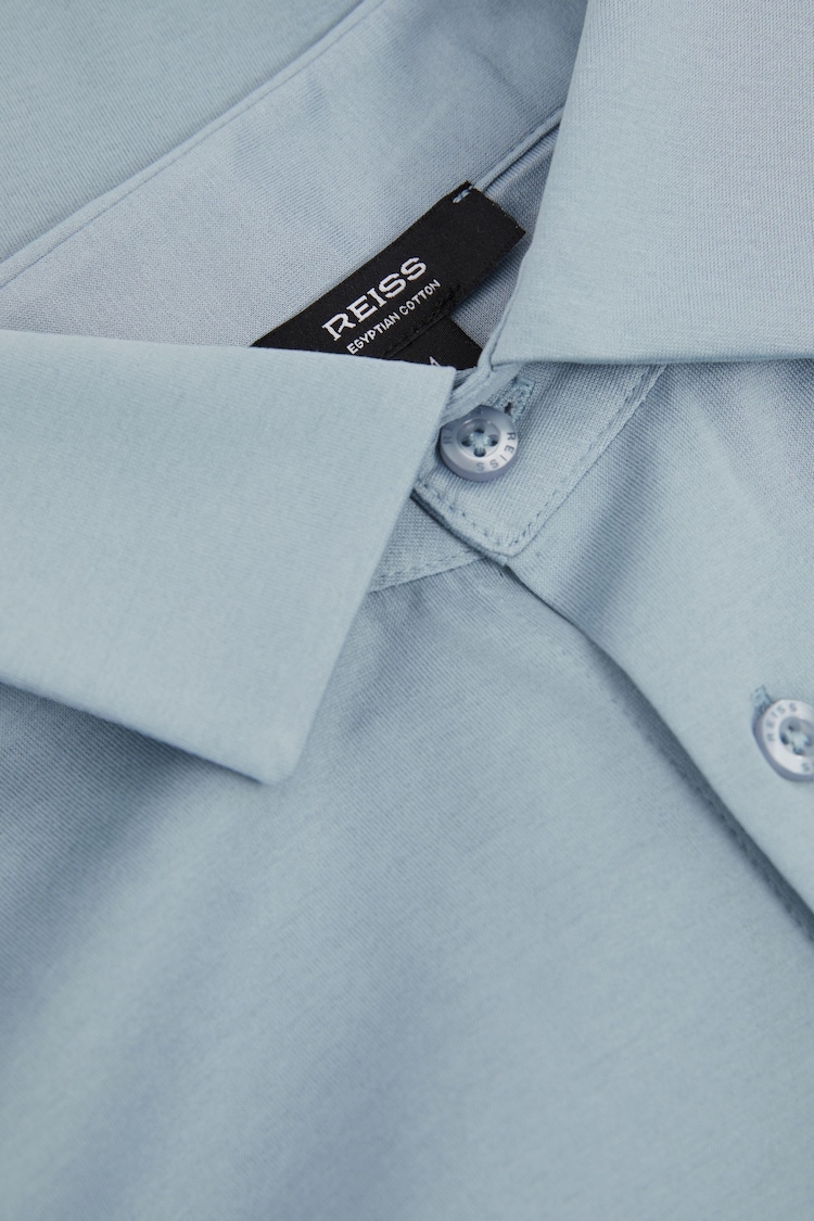 Reiss Soft Blue King Mercerised Cotton Jersey Shirt - Image 5 of 5