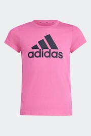 adidas Pink/Black Sportswear Essentials Big Logo 100% Cotton T-Shirt - Image 7 of 7