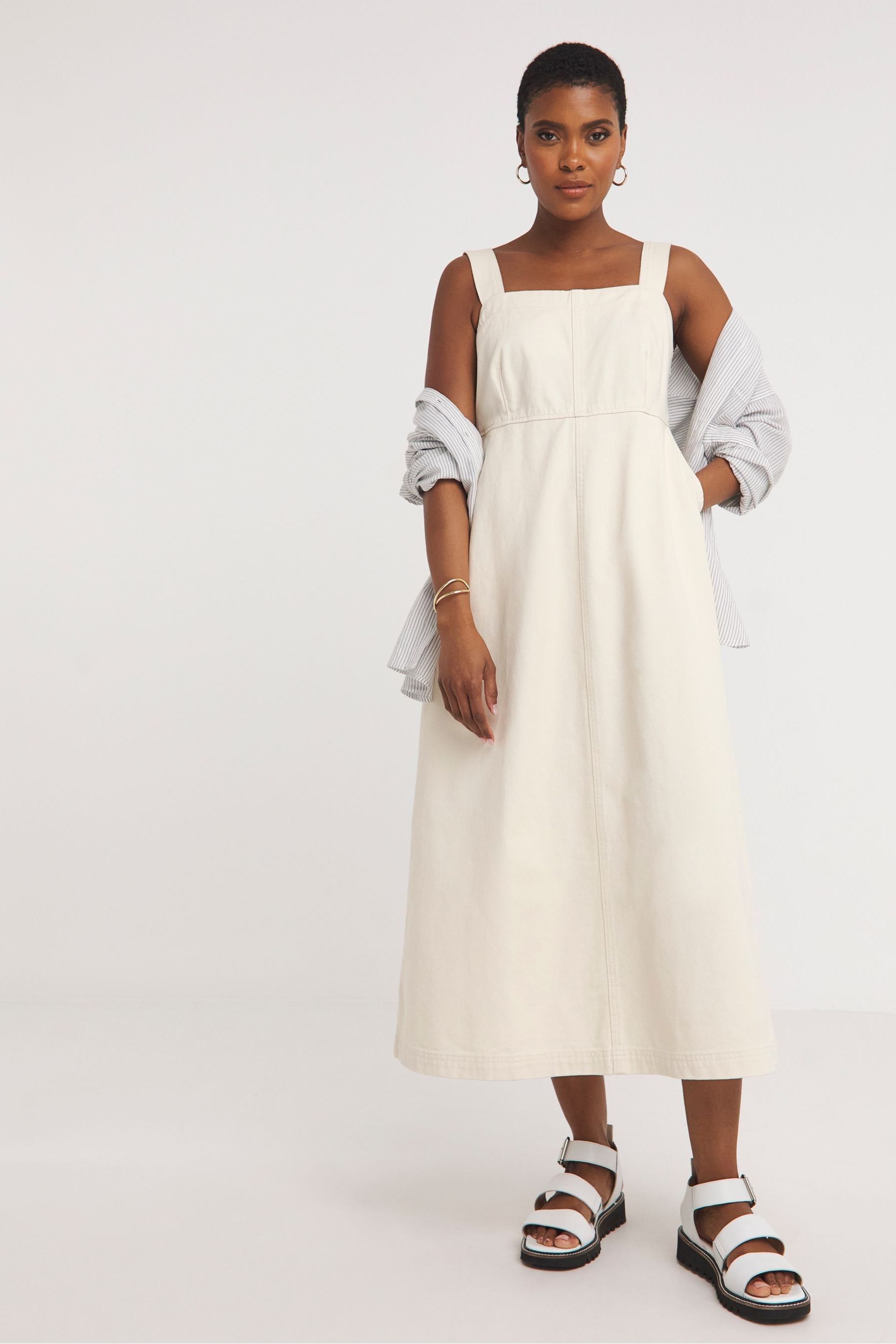 Buy JD Williams White 100 Cotton Apron Midi Dress from Next Malta