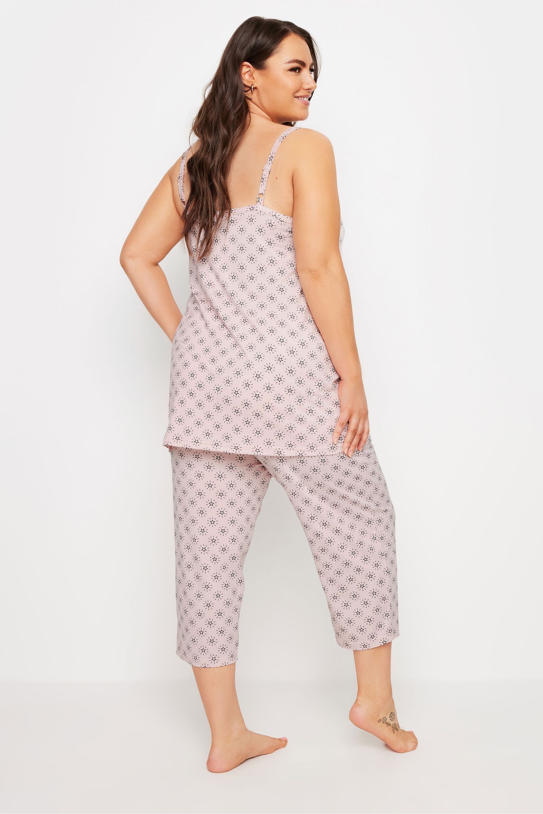 Yours Curve Pink Sparkly Star Cami Top Pyjamas Set 22 24 Womens