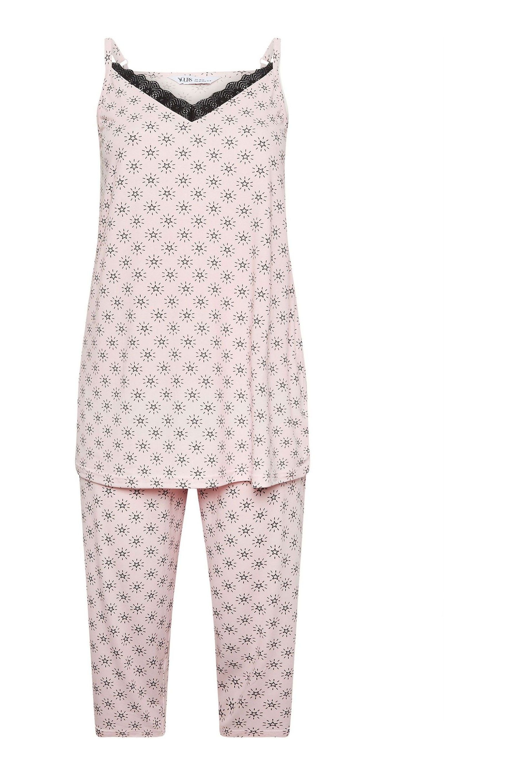 Yours Curve Pink Sparkly Star Cami Top Pyjamas Set 22 24 Womens
