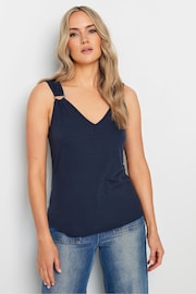 Long Tall Sally Blue V-Neck Hardwear Ribbed Vest - Image 1 of 5