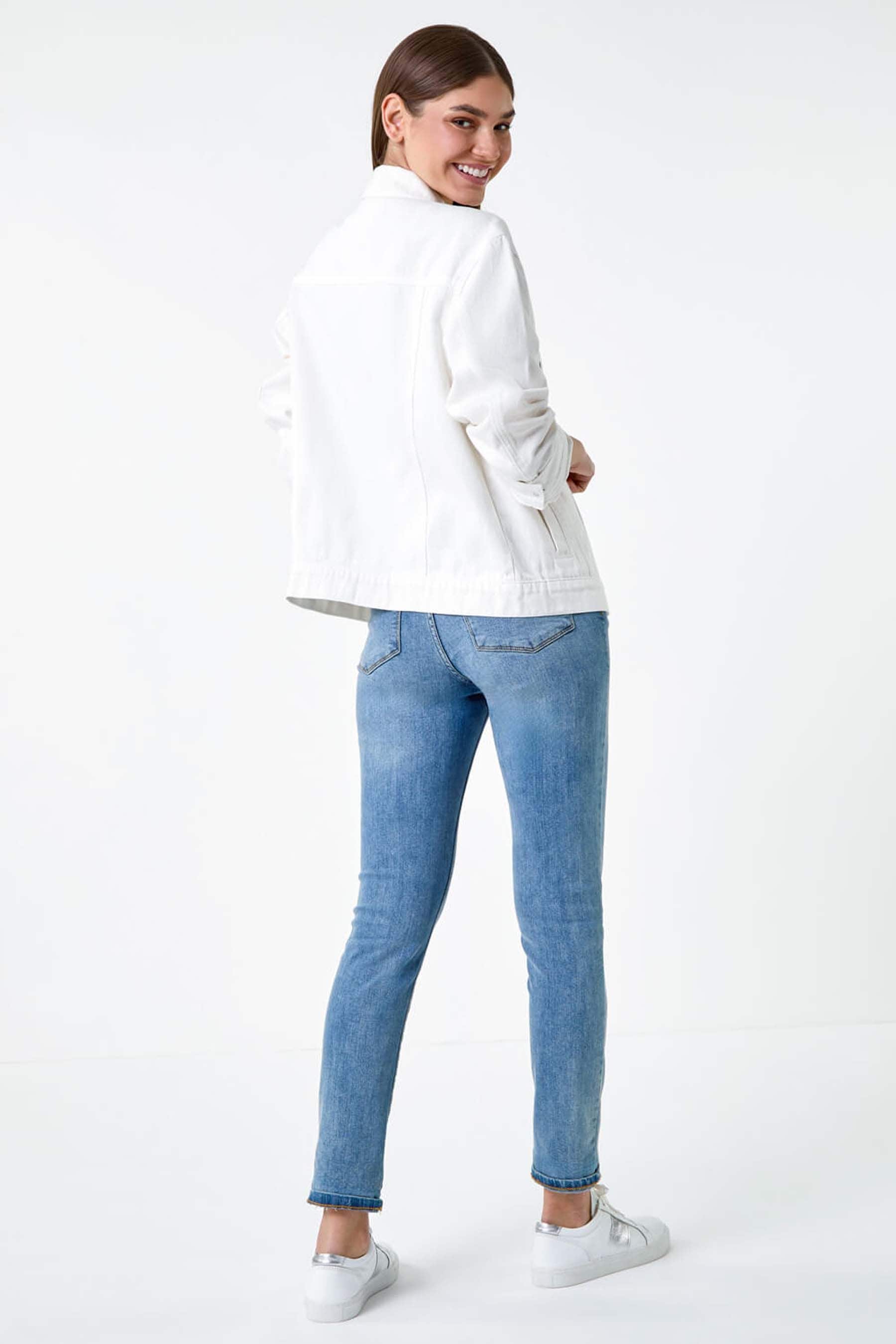 Roman white denim jacket top