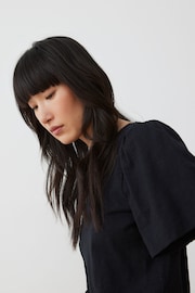 Oliver Bonas Black Embroidered Back 100% Cotton Jersey Top - Image 3 of 8