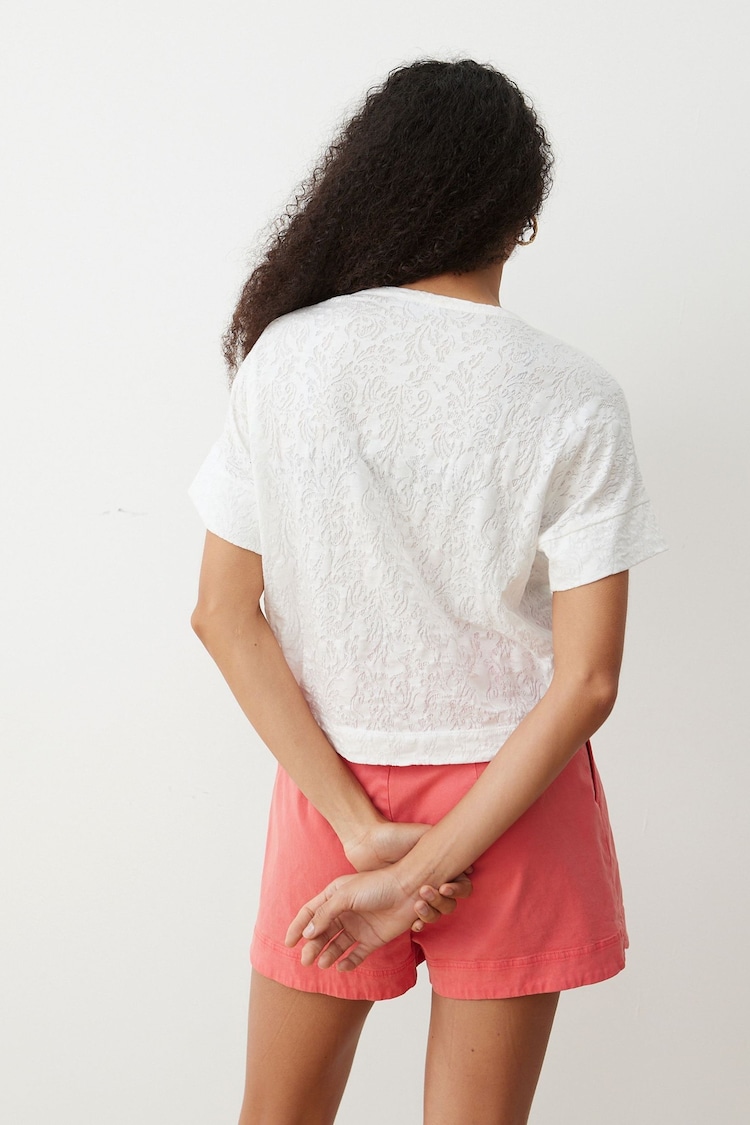 Oliver Bonas White Textured Drawstring Jersey Top - Image 2 of 8