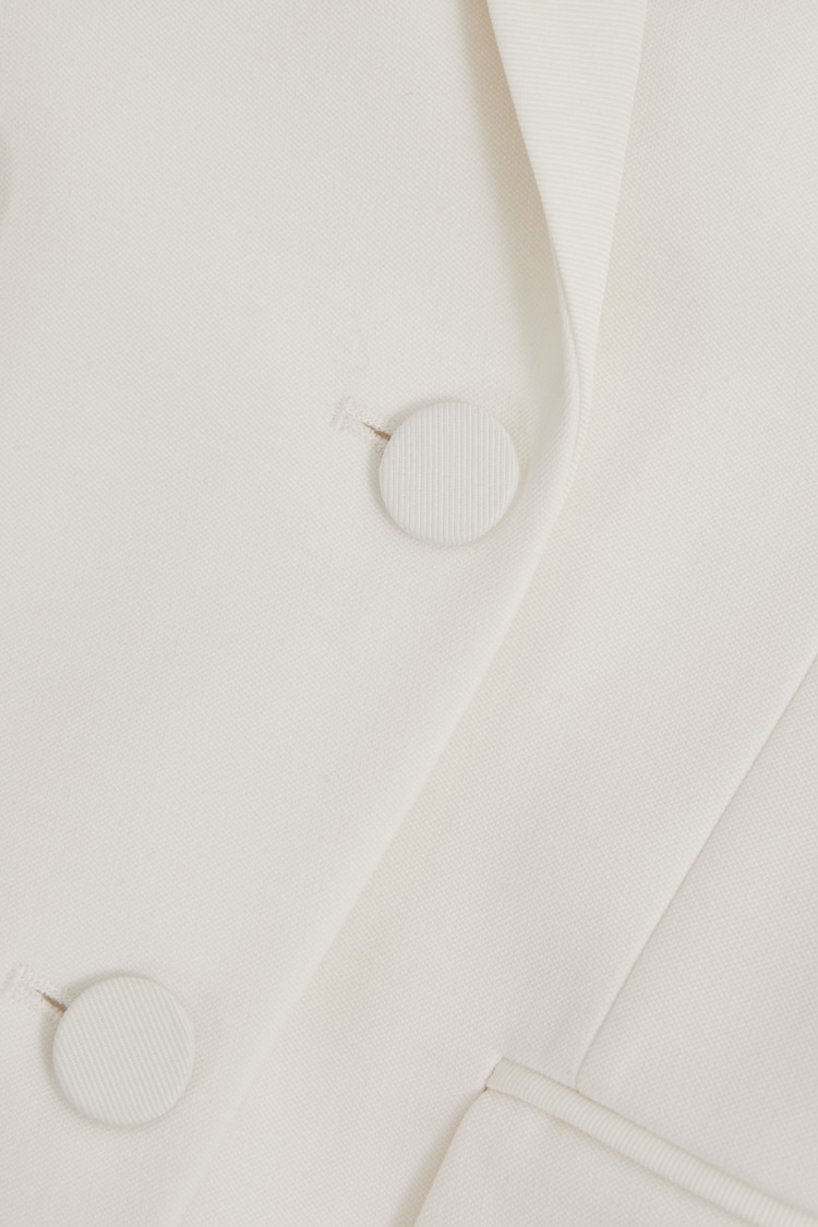 Reiss White Leanna Wool Blend Double Breasted Tux Blazer - Image 6 of 6