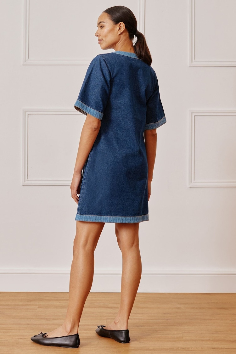 Albaray Blue Contrast Denim Short Dress - Image 2 of 4