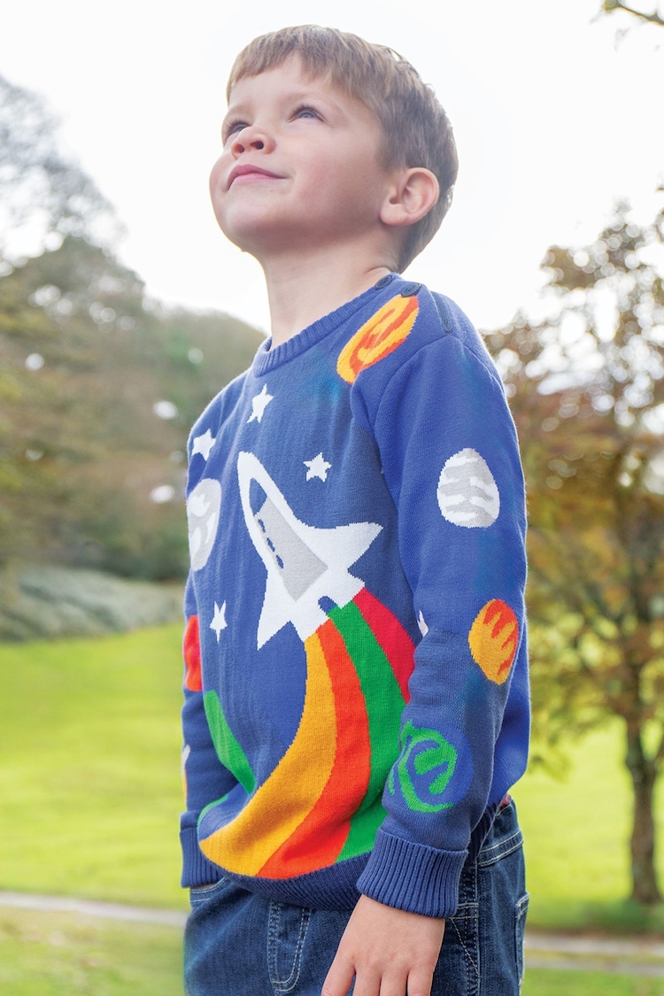 Frugi Boys Blue Space Knitted Jumper - Image 1 of 5